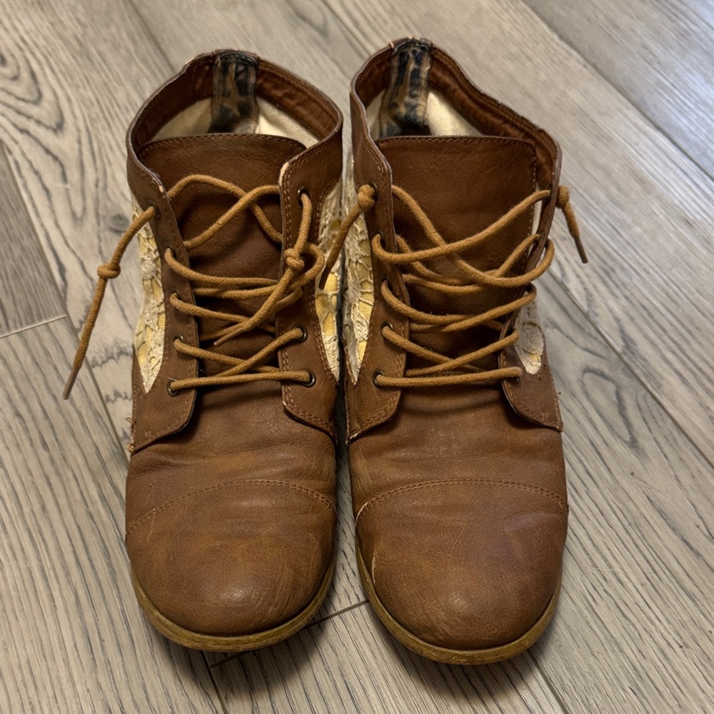 Not Rated Brown Ankle Boots with Tan Accents